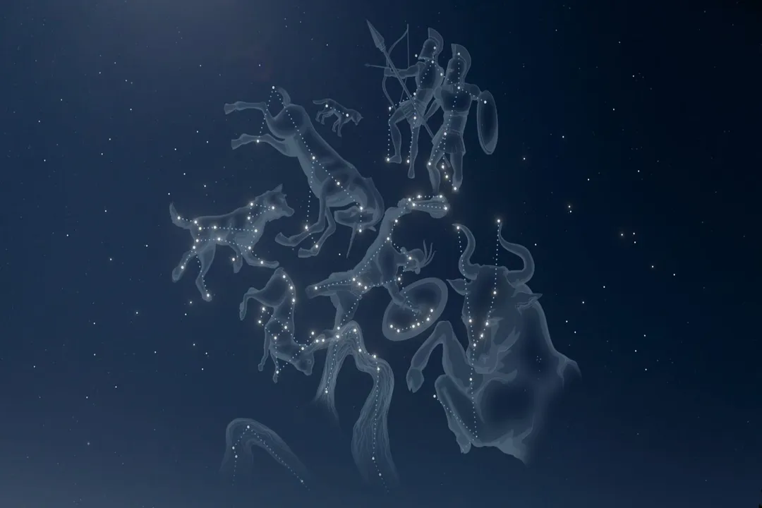 What is in Orion's left hand?, Hunter's Form