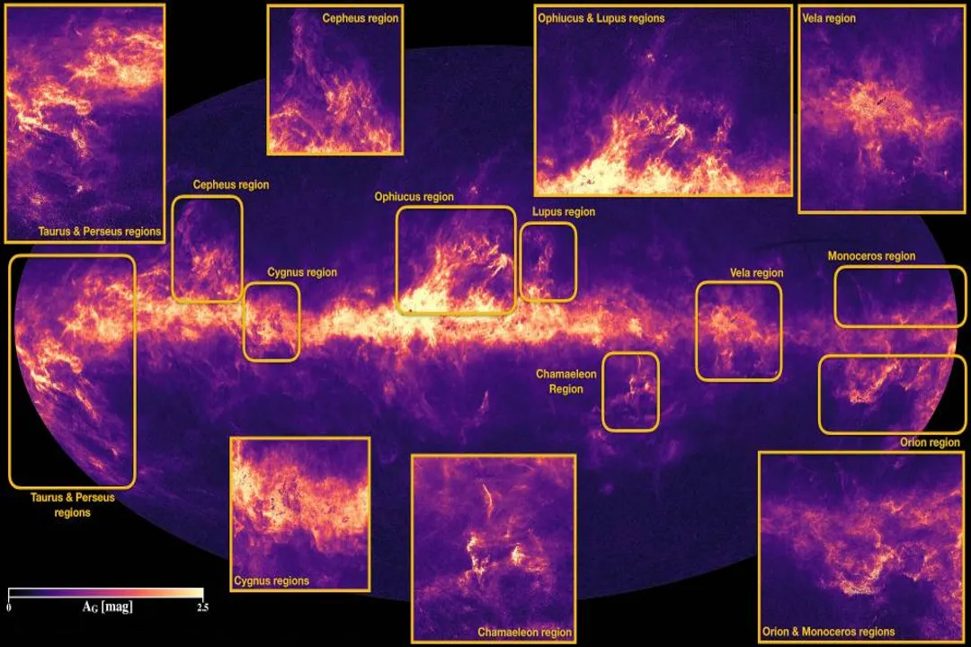 What is the dust and gas between stars in a galaxy called?